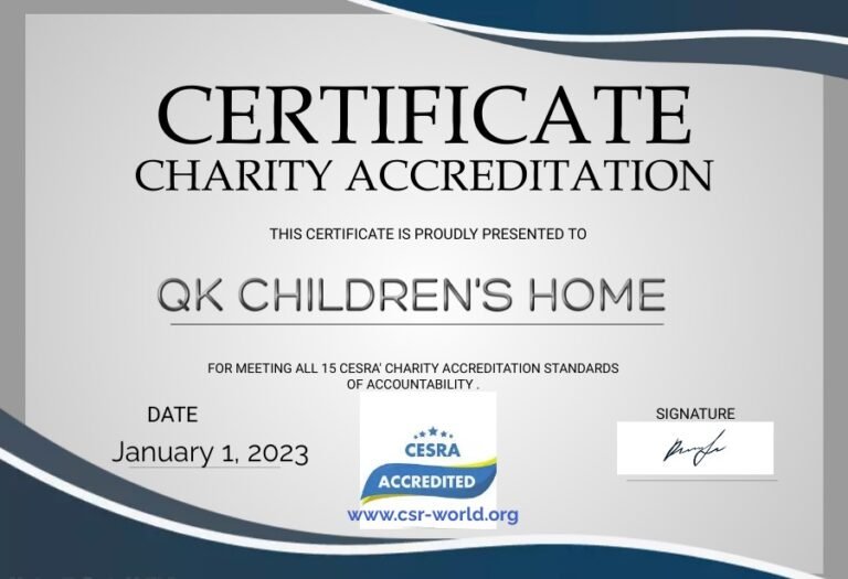 Certificate Of Accreditation QK Childrens Home  768x525