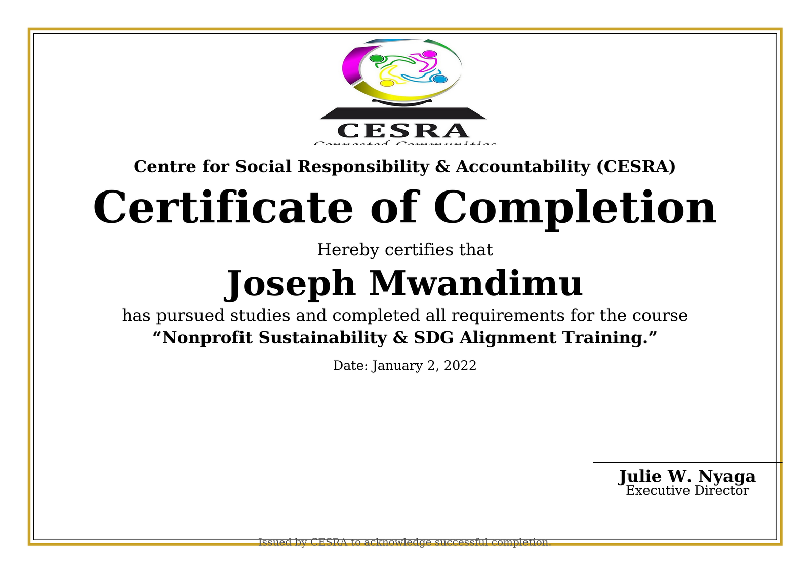 Nonprofit Sustainability & SDG Alignment Training